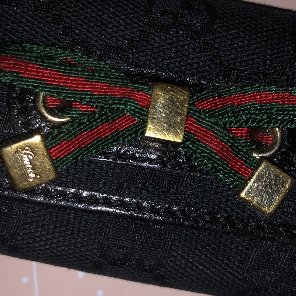 Gucci Gg Black Web Stripe Web Bow Key Holder - image 2
